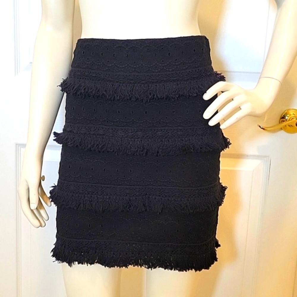Anthropologie HD In Paris black eyelet skirt size 12